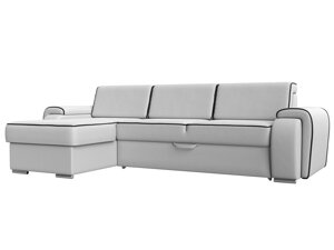 Угловой диван Лига-025 левый угол | Белый | Черный