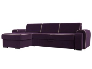 Угловой диван Лига-025 левый угол | Фиолетовый | Бежевый