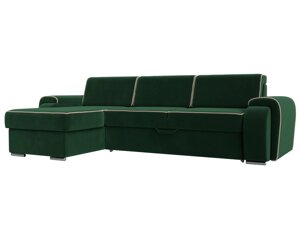 Угловой диван Лига-025 левый угол | Зеленый | Бежевый