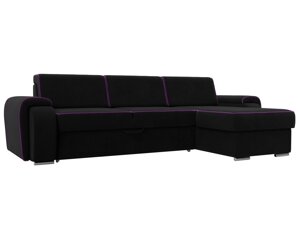 Угловой диван Лига-025 правый угол | Черный | Фиолетовый