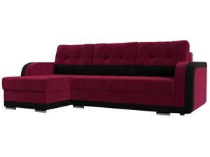 Угловой диван Марсель левый угол | Бордовый | Черный