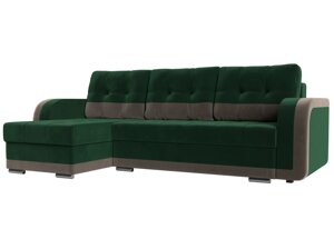 Угловой диван Марсель левый угол | зеленый | коричневый
