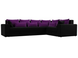 Угловой диван Майами Long правый угол | черный | фиолетовый