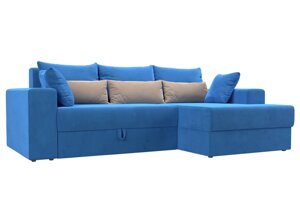 Угловой диван Майами правый угол | Голубой | Голубой | Бежевый