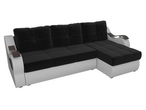 Угловой диван Меркурий | Черный | Белый