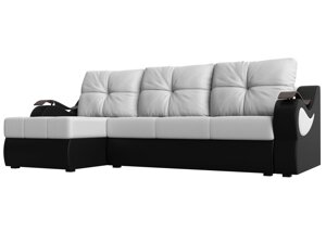 Угловой диван Меркурий левый угол | Белый | Черный