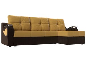 Угловой диван Меркурий правый угол | Желтый | коричневый