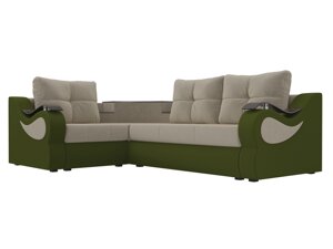 Угловой диван Митчелл левый угол | бежевый | зеленый