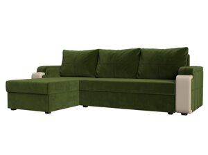 Угловой диван Николь лайт левый угол | Зеленый | Бежевый