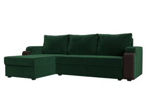 Угловой диван Николь лайт левый угол | зеленый | коричневый