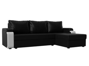 Угловой диван Николь лайт правый угол | Черный | Белый