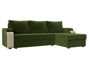 Угловой диван Николь лайт правый угол | Зеленый | Бежевый