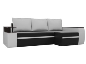 Угловой диван Ричмонд правый угол | Черный | Белый | Белый