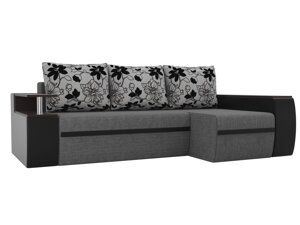 Угловой диван Ричмонд правый угол | Серый | Черный | Цветы