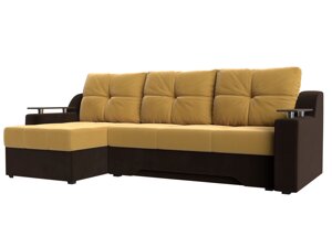 Угловой диван Сенатор левый угол | Желтый | коричневый