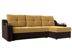 Угловой диван Сенатор правый угол | Желтый | коричневый