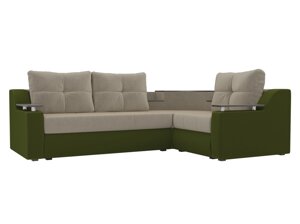 Угловой диван Тесей | бежевый | зеленый