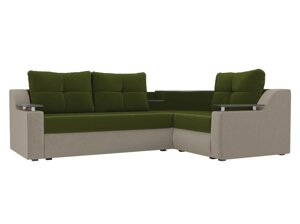 Угловой диван Тесей | Зеленый | Бежевый