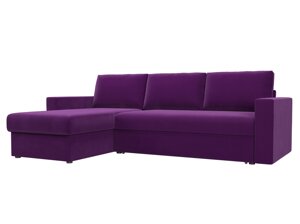 Угловой диван Траумберг левый угол, микровельвет, фиолетовый