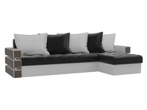 Угловой диван Венеция | Черный | Белый