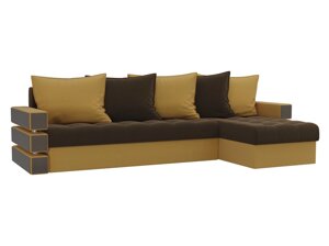 Угловой диван Венеция | Коричневый | Желтый