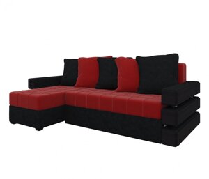 Угловой диван Венеция левый угол | Бордовый | Черный