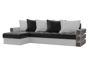 Угловой диван Венеция левый угол | Черный | Белый