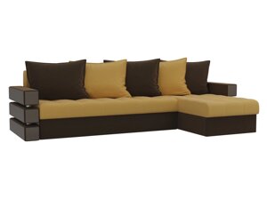 Угловой диван Венеция | Желтый | коричневый