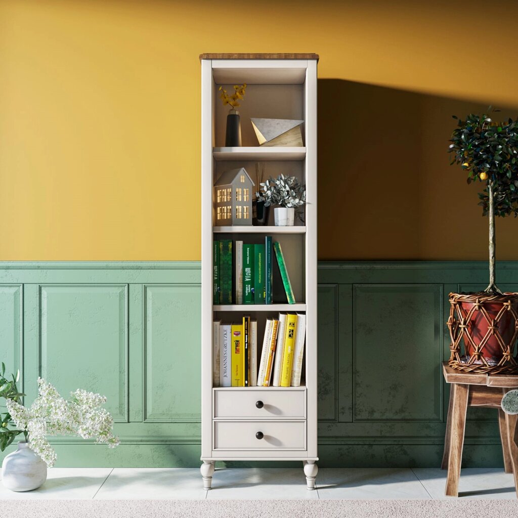 Узкий стеллаж "Odri" с ящиками в стиле Прованс от компании M-Lion мебель - фото 1