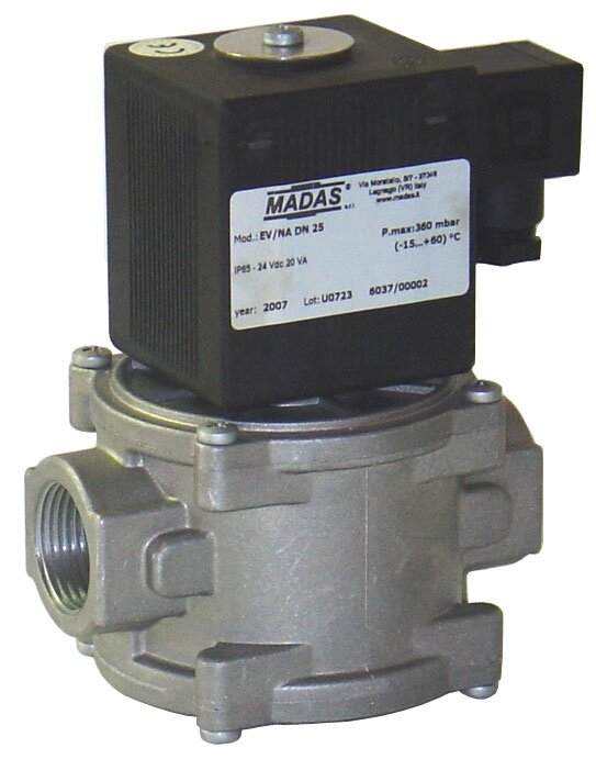 Автоматический нормально открытый двухпозиционный электромагнитный клапан с датчиком положения MADAS EVA030046 608 резьб от компании ООО "ТЕХЦЕНТР" - фото 1