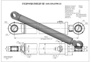 Гидроцилиндр рукояти ЦГ-160.110х1500.11 (263.01.41.000)