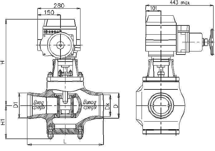 Клапан регулирующий с электроприводом Т-136бмЭ от компании ООО "ТЕХЦЕНТР" - фото 1