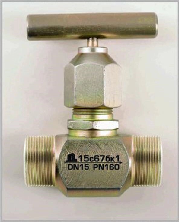 Клапан (вентиль) запорный стальной игольчатый Ру 16 МПа Ду 15 15с67бк1 (15с54бк), внутр. резьба от компании ООО "ТЕХЦЕНТР" - фото 1