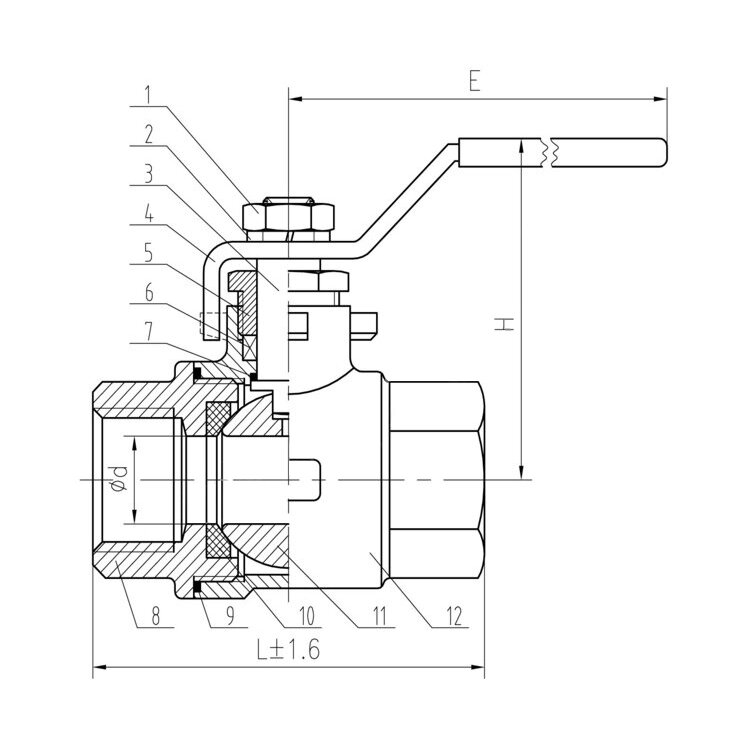 Кран шаровой (вр/вр) DN 15 (21,3) AISI 304 нержавеющий 1/2" от компании ООО "ТЕХЦЕНТР" - фото 1