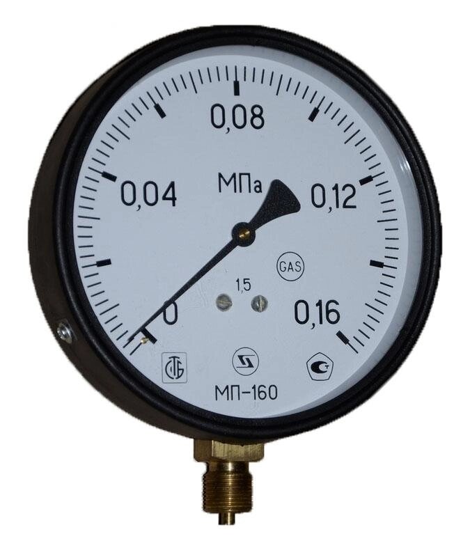 Манометр радиальный диаметр 160мм 0-16 кгс/см2 (0-1,6 МПа) G1/2" МТ-160 от компании ООО "ТЕХЦЕНТР" - фото 1