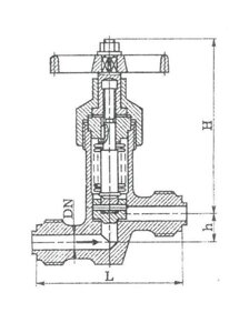 Клапан (вентиль) запорный из нержавеющей стали сильфонный Ру 10 Ду 25 14нж17ст цапковый