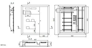 Щит этажный 4 - х квартирный, ЩЭ - 4, (ВхШхГ) 1000 х 950 х 100 мм, IP31 Бирос