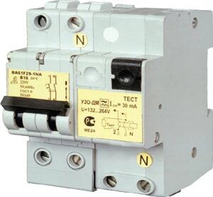 Автоматический выключатель дифференциального тока DA29 УЗО 2Р 16А/ 30мА х. B DA29H-E01(ВА 61F29-1NA+УЗО-ДМ)