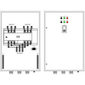 Шкаф автоматического ввода резерва АВР 2*160А (б/сч,б/пр,400мм, шагр)
