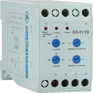 ЕЛ-12 У3, 400В, 3А, 1з+1р, IP20, реле контроля трехфазного напряжения (ЭТ)