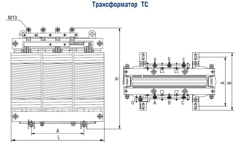 Понижающий трансформатор ТС-160,0 без кожуха от компании ООО "ТЕХЦЕНТР" - фото 1