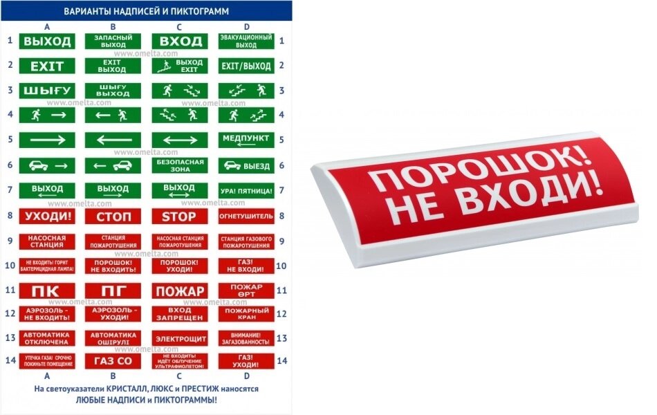 Табло настенное без сирены 24В НБО-24В-01 ЛЮКС-СН Оповещатель охранно-пожарный световой от компании ООО "ТЕХЦЕНТР" - фото 1