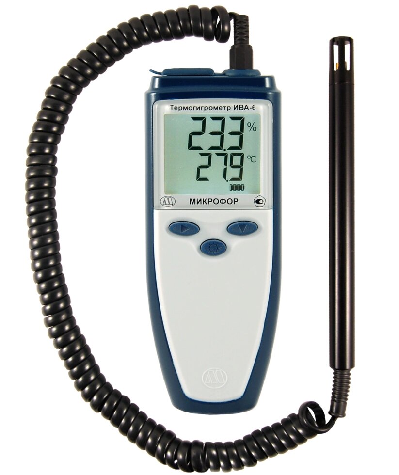 Термогигрометр ИВА-6А-КП-Д с картой памяти микроSD и каналом индикации давления (-20...60 °С, выносной датчик) от компании ООО "ТЕХЦЕНТР" - фото 1