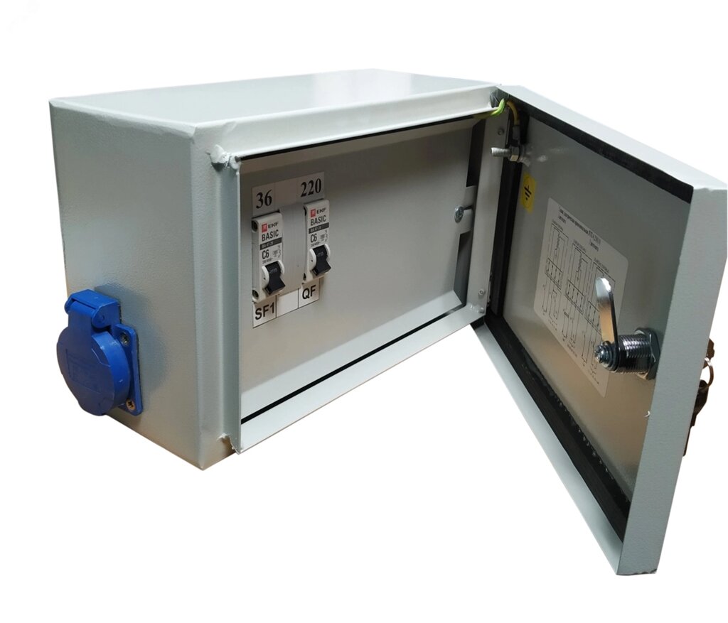 Ящик с понижающим трансформатором ЯТП 0.25 220/36В IP54 с тремя автоматами от компании ООО "ТЕХЦЕНТР" - фото 1