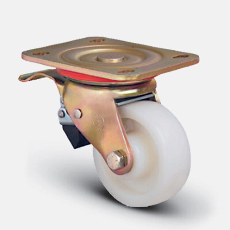 Колесо большегрузное с подшипником нейлоновое поворотное с тормозом 150 мм ( ED01-HBZ-150-F ) от компании Группа компаний Проторг - фото 1