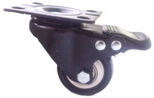 Колесо черная резина поворотное с тормозом (металл) 63 мм (SCGB (M)25)