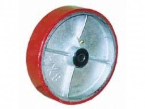 Колесо (красное) большегрузное полиуретановое без кронштейна опорное для рохли  200мм (1040) от компании Группа компаний Проторг - фото 1