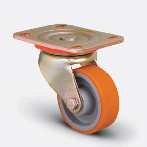 Колесо полиуретановое поворотное 100 мм, диск-чугун