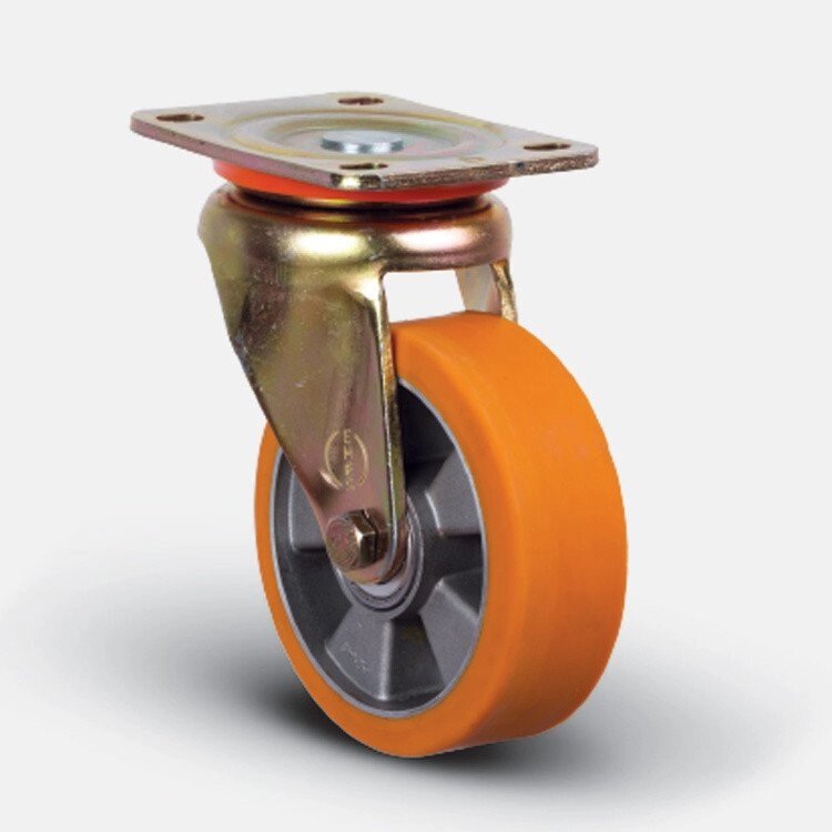 Колесо полиуретановое поворотное 125 мм, диск алюминий от компании Группа компаний Проторг - фото 1