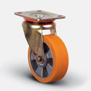 Колесо полиуретановое поворотное 125 мм, диск алюминий